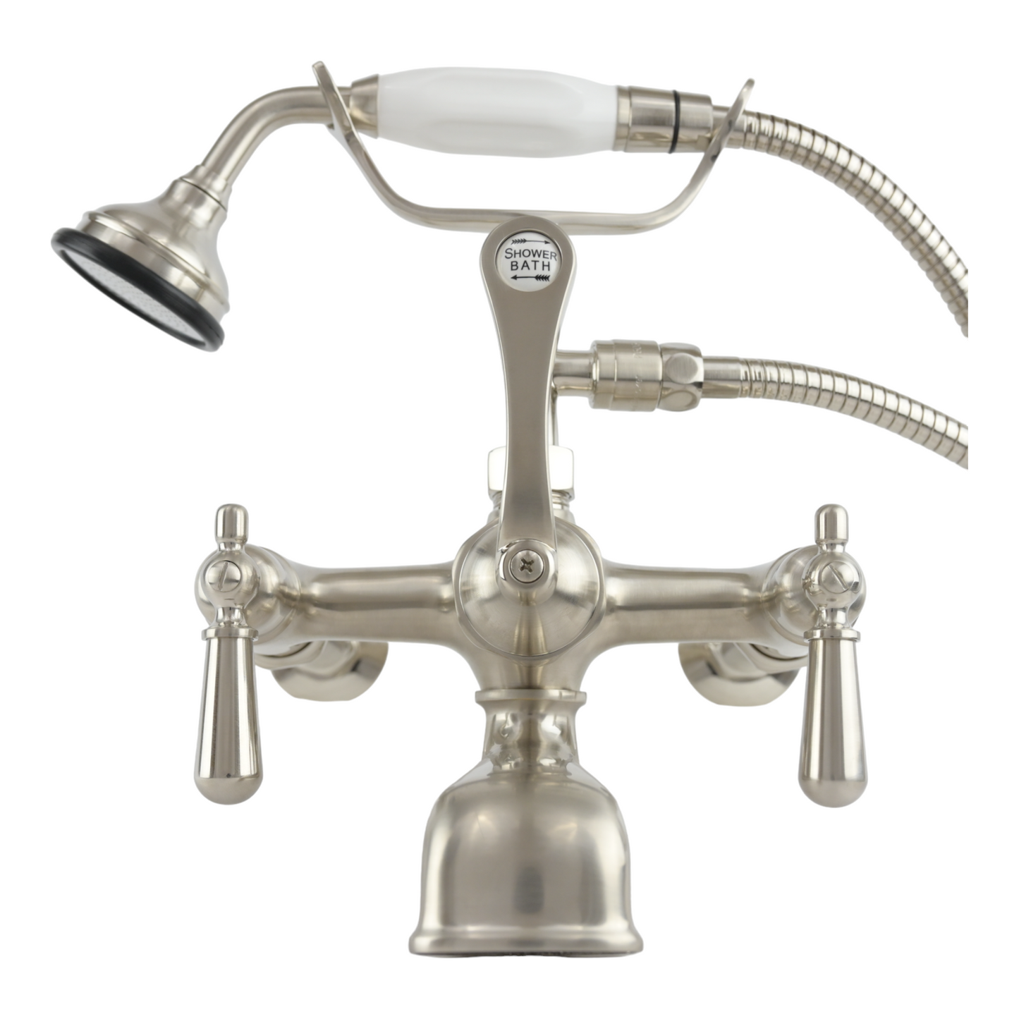 Strom Living British Telephone Wall Mounted Faucet with Cross Handles and 7" Center Faucet Body