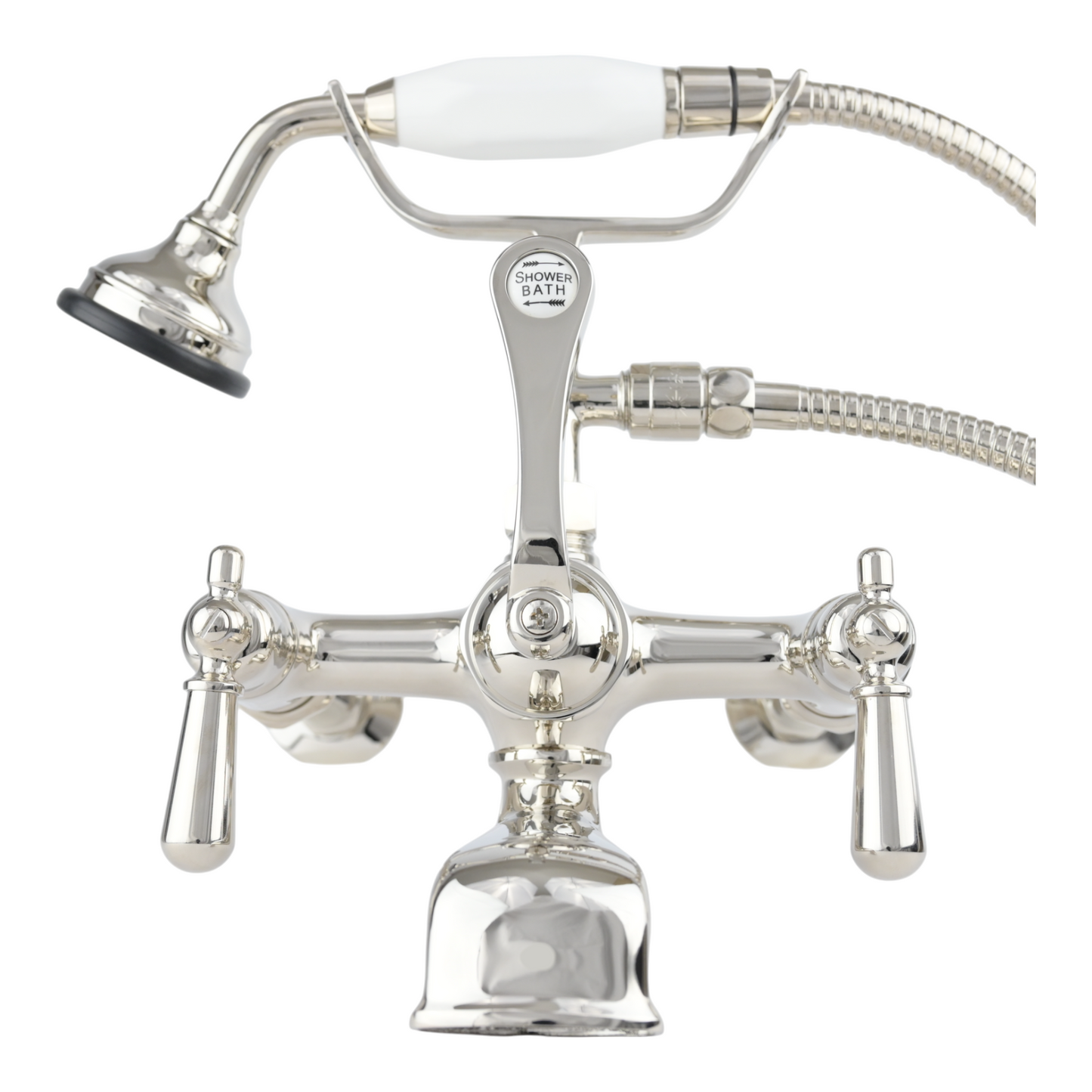 Strom Living British Telephone Wall Mounted Faucet with Cross Handles and 7" Center Faucet Body