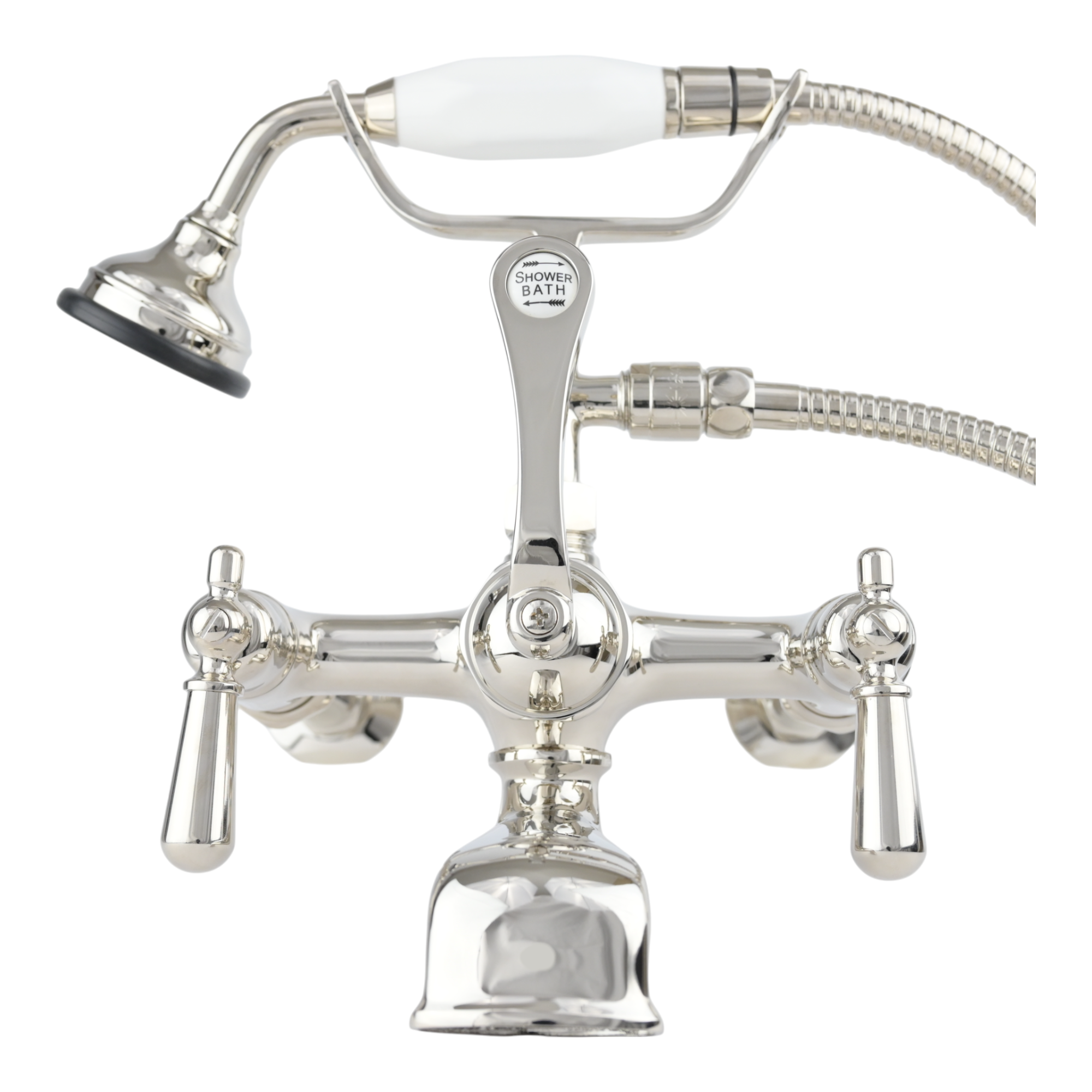British Telephone Wall Mount Faucet with Cross Handles and 7" Center Faucet Body P1027 | Strom Living
