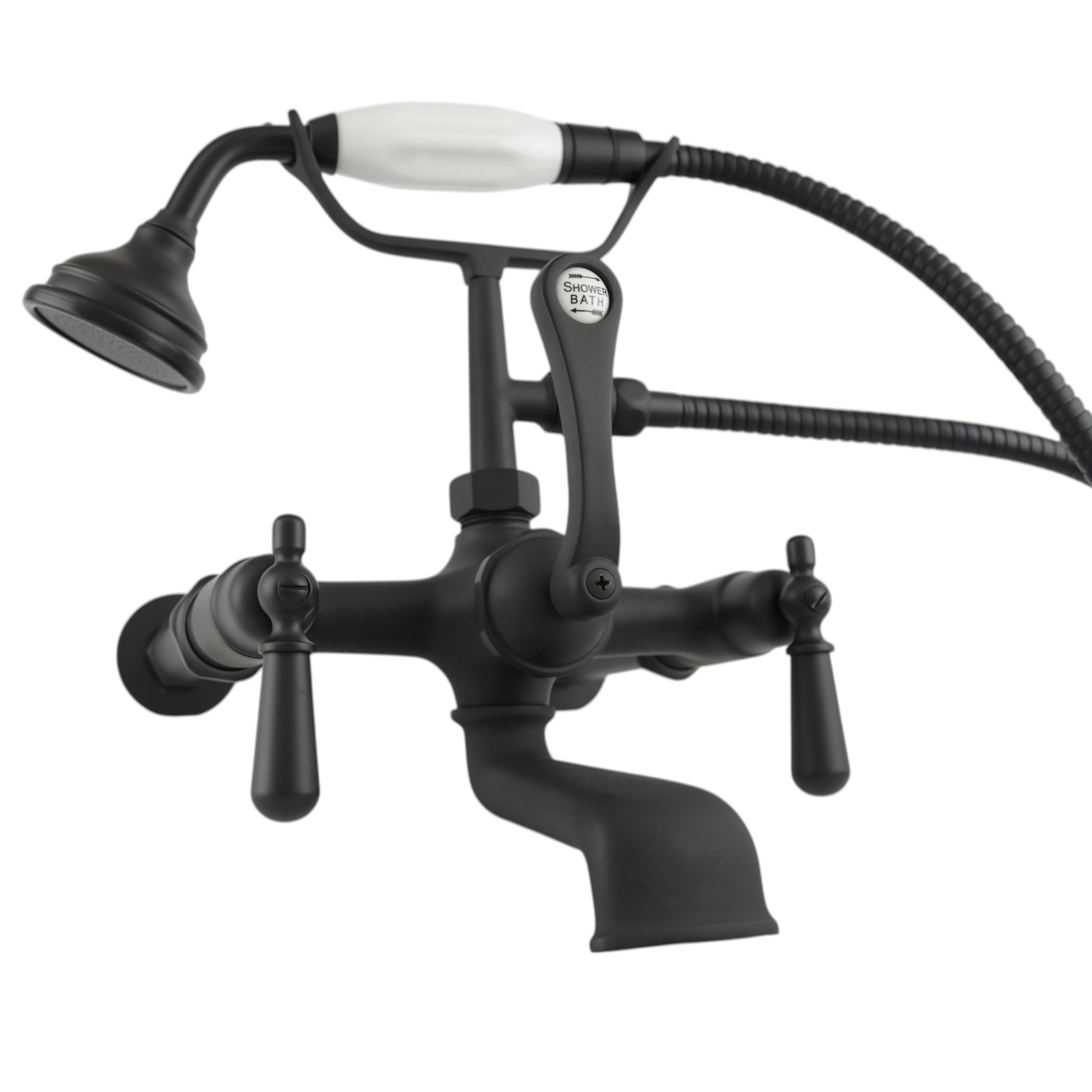 British Telephone Wall Mount Faucet P1027 | Strom Living Satin Black Lever Handles - Tub Fillers