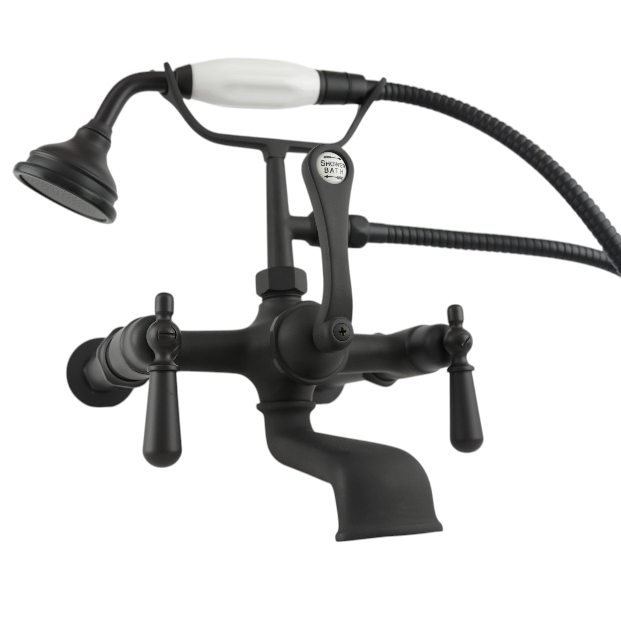 British Telephone Wall Mount Faucet P1027 | Strom Living Satin Black Lever Handles - Tub Fillers