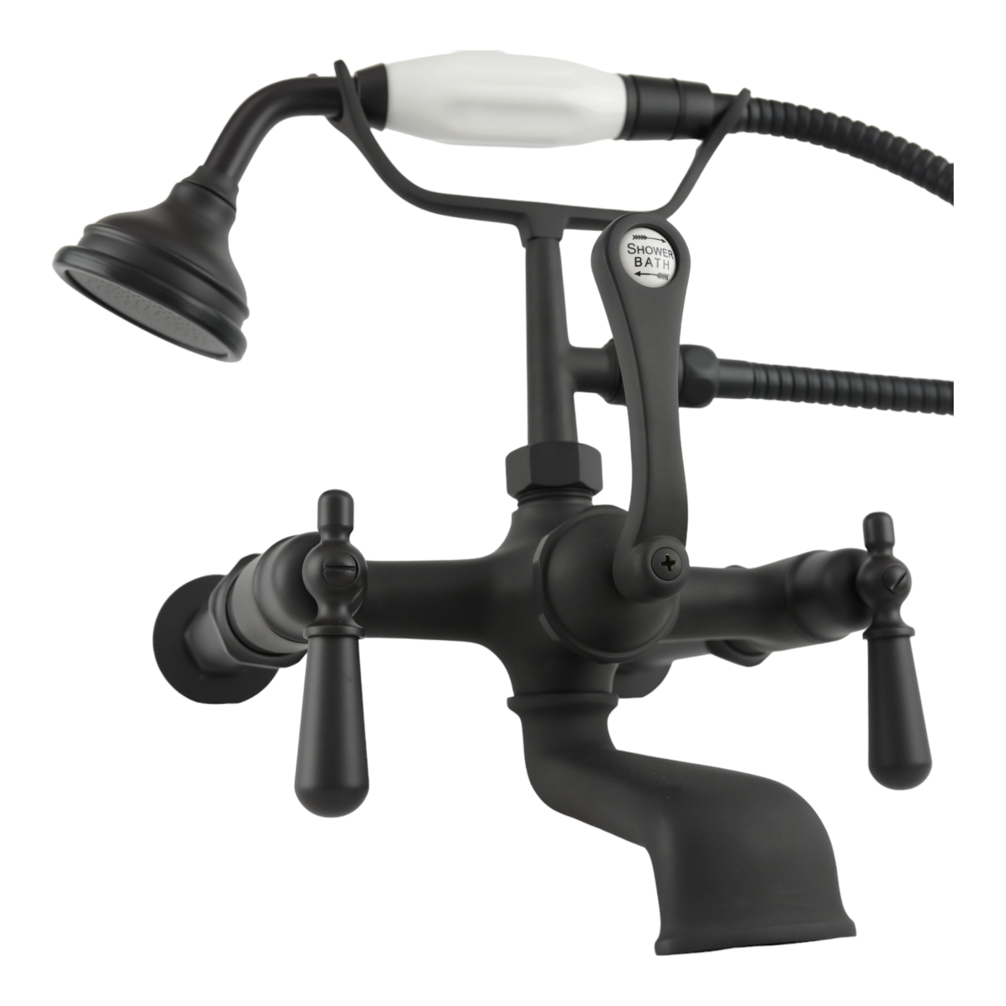 British Telephone Wall Mount Faucet with Cross Handles and 7" Center Faucet Body P1027 | Strom Living