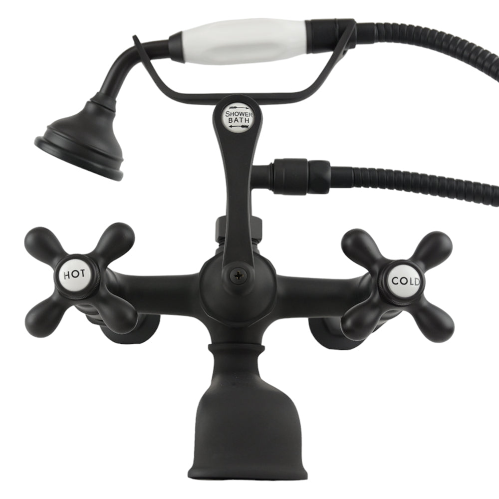 British Telephone Wall Mount Faucet with Cross Handles and 7" Center Faucet Body P1027 | Strom Living