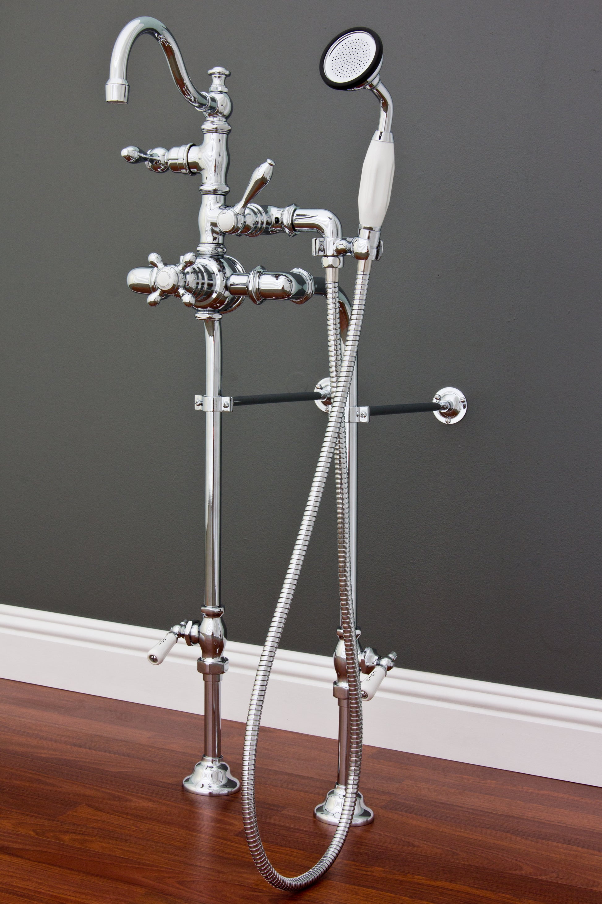 Strom Living Thermostatic Deck Mount Tub Faucet with Adjustable centers