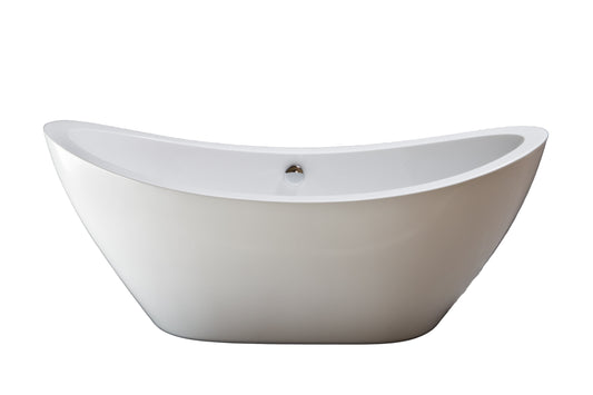 Strom Living Seneca 65" Double Slipper Freestanding Acrylic Tub without Faucet Holes and Integrated Waste and Overflow Drain
