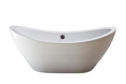 Strom Living Seneca 65" Double Slipper Freestanding Acrylic Tub without Faucet Holes and Integrated Waste and Overflow Drain