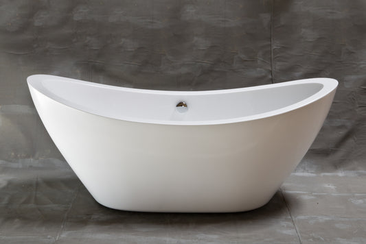 Strom Living Seneca 65" Double Slipper Freestanding Acrylic Tub without Faucet Holes and Integrated Waste and Overflow Drain