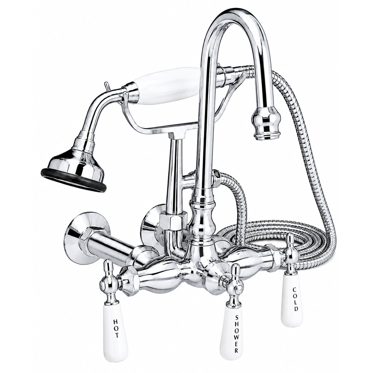 Wall Mount Gooseneck Faucet with Lever Handles P1037 | Strom Living Chrome - Tub Fillers