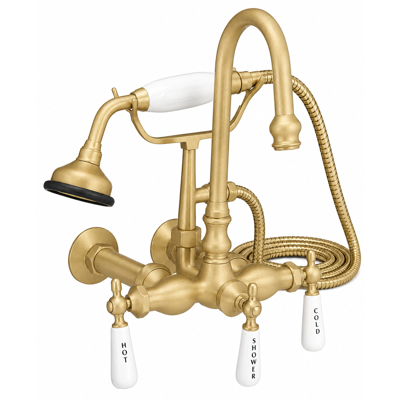 Wall Mount Gooseneck Faucet with Lever Handles P1037 | Strom Living - Tub Fillers