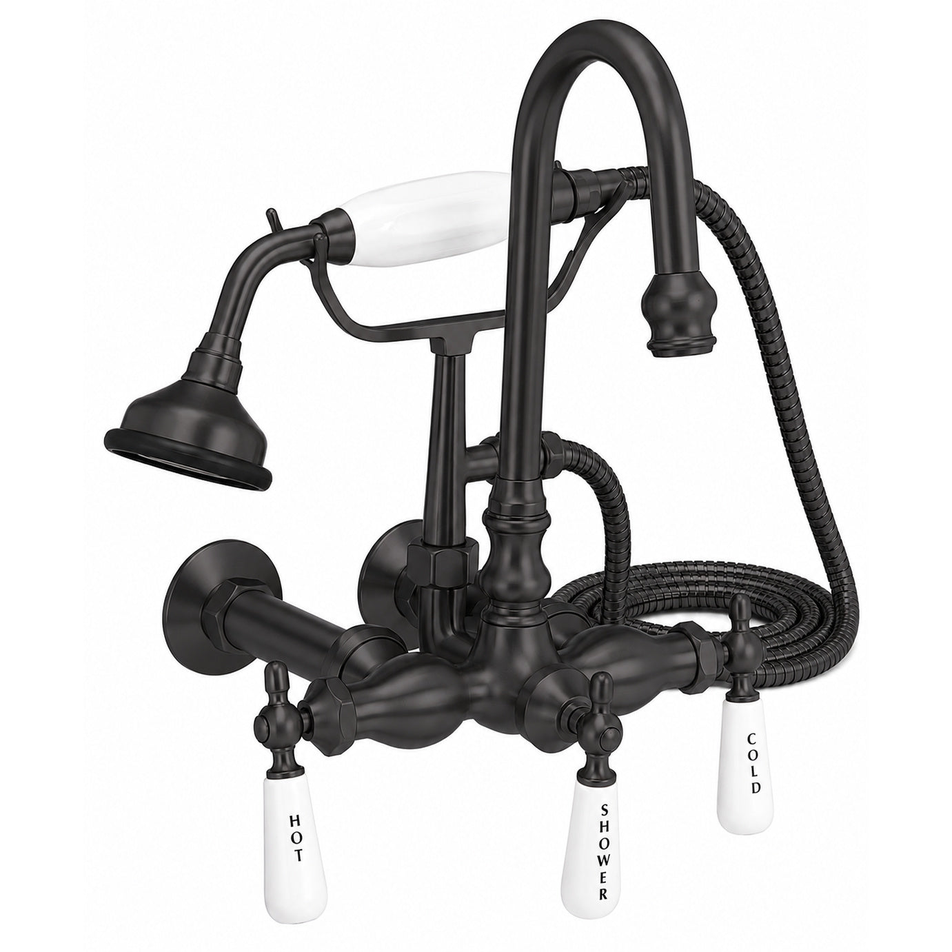 Wall Mount Gooseneck Faucet with Lever Handles P1037 | Strom Living - Tub Fillers