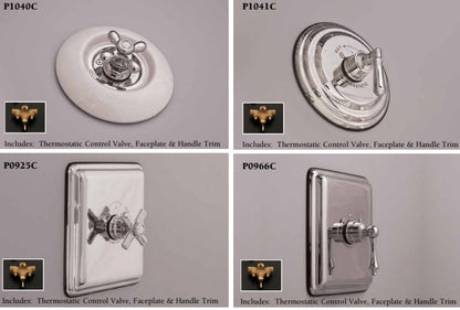 Strom Living Thermo Shower Control with Round Porcelain Plate and Cross Handle