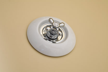 Strom Living Thermo Shower Control with Round Porcelain Plate and Cross Handle