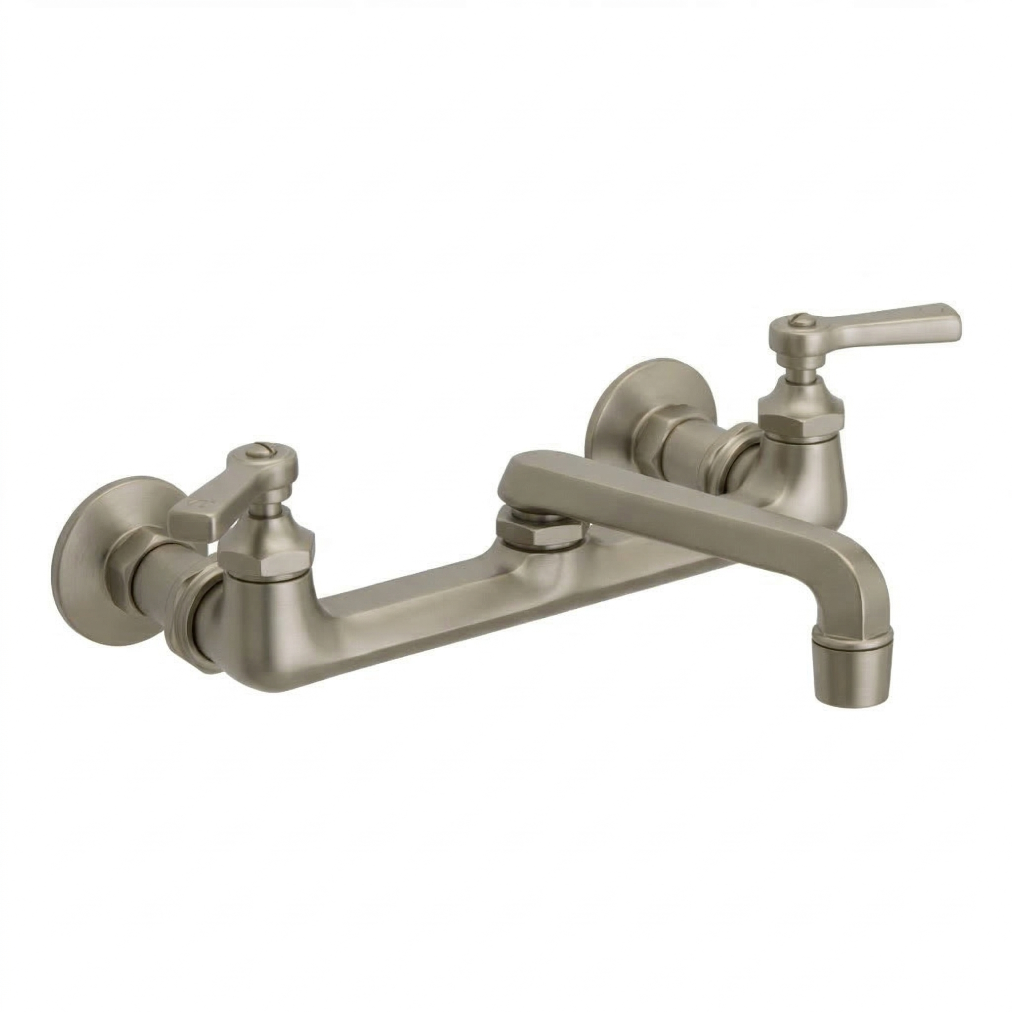 Deco Kitchen Faucet with Lever Handles, 8" Centers and Spout Extension P1045 | Strom Living Matte Nickel - Kitchen Faucets