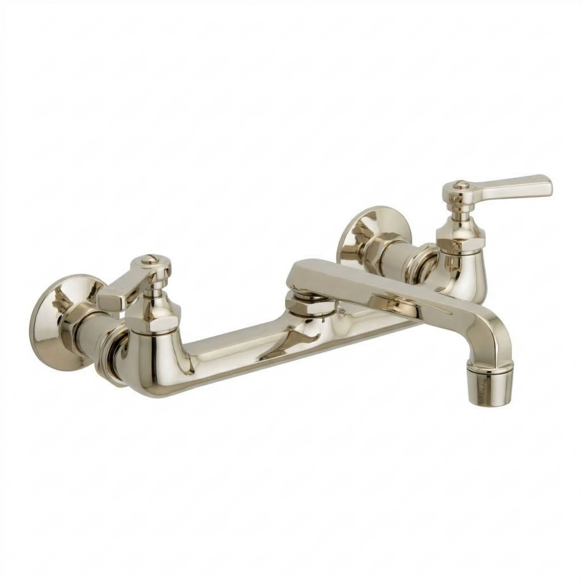 Deco Kitchen Faucet with Lever Handles, 8" Centers and Spout Extension P1045 | Strom Living Polished Nickel - Kitchen Faucets