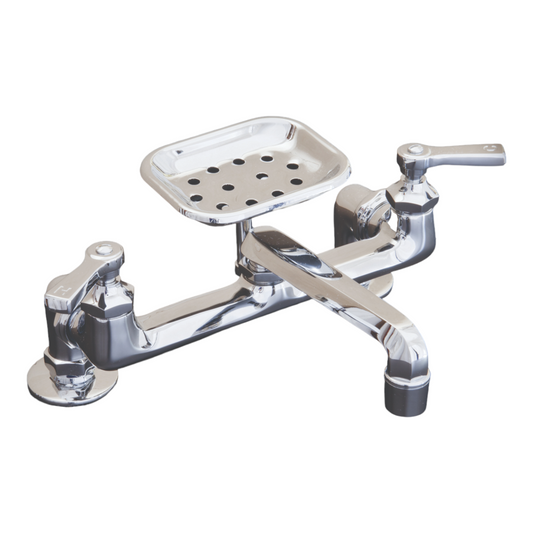 Strom Living Deco Deck Mount Kitchen Faucet With Soap Dish and Spout Extension