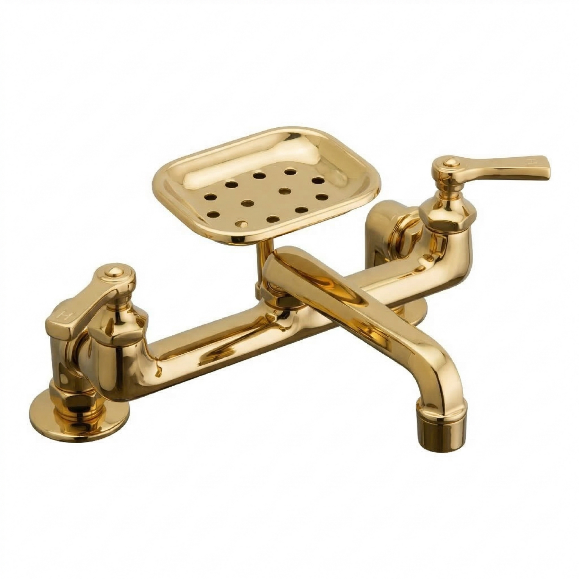 Deco Deck Mount Kitchen Faucet with Soap Dish P1048 | Strom Living Polished Brass - Kitchen Faucets