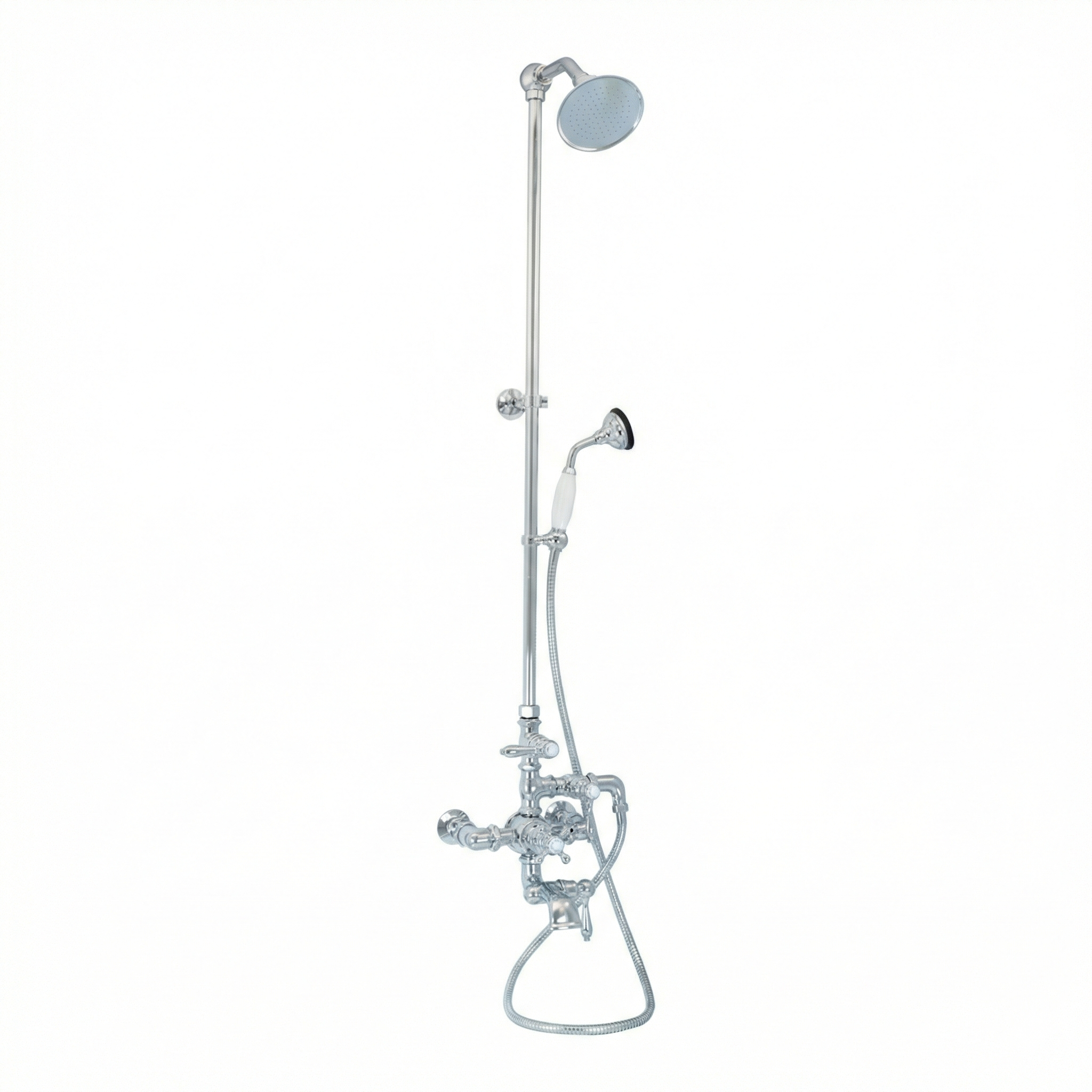 Exposed Thermostatic Shower System 64 1/2" Wall Mount with 1.75 GPM Handshower and Lever/Cross Handles P1049 | Strom Living