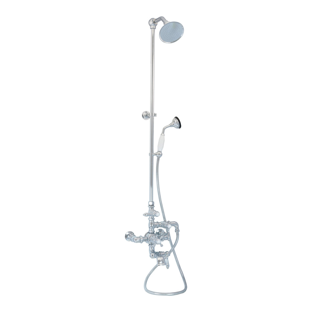 Exposed Thermostatic Shower System 64 1/2" Wall Mounted with 1.75 GPM Handshower and Lever/Cross Handles
