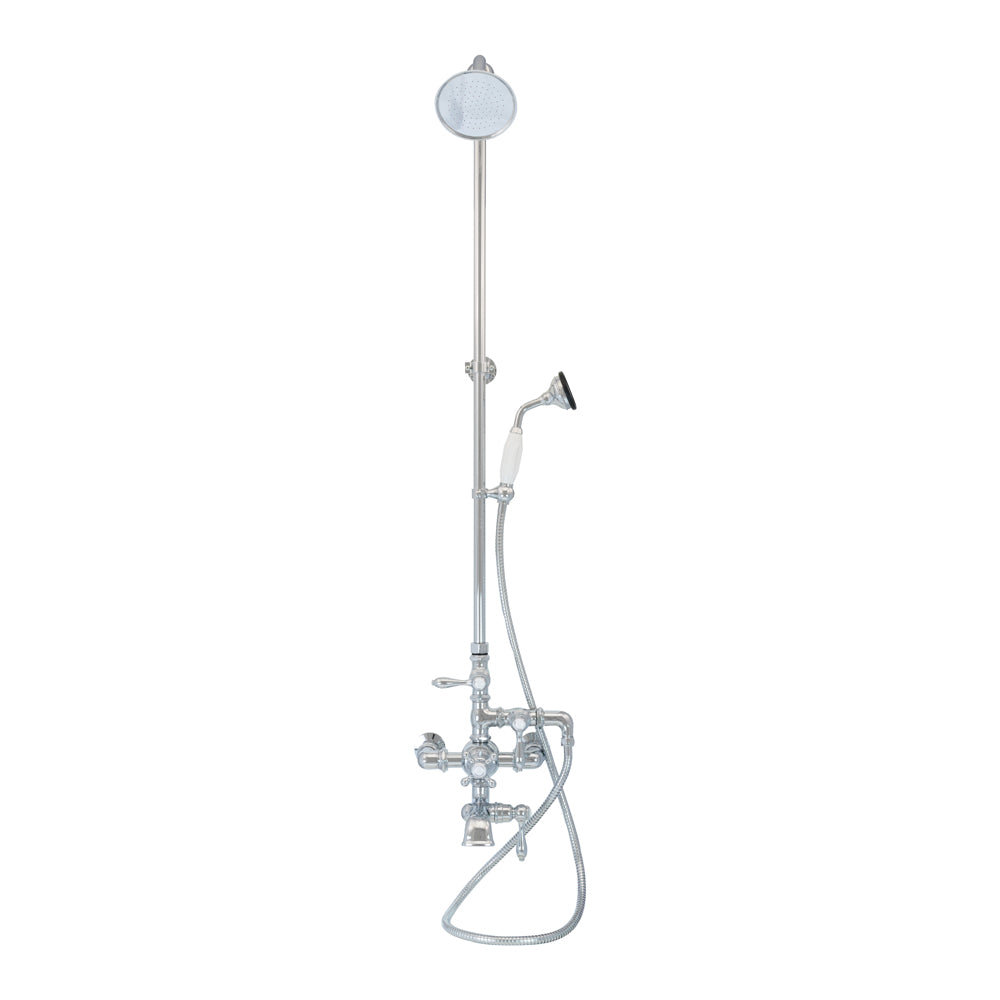 Exposed Thermostatic Shower System 64 1/2" Wall Mounted with 1.75 GPM Handshower and Lever/Cross Handles