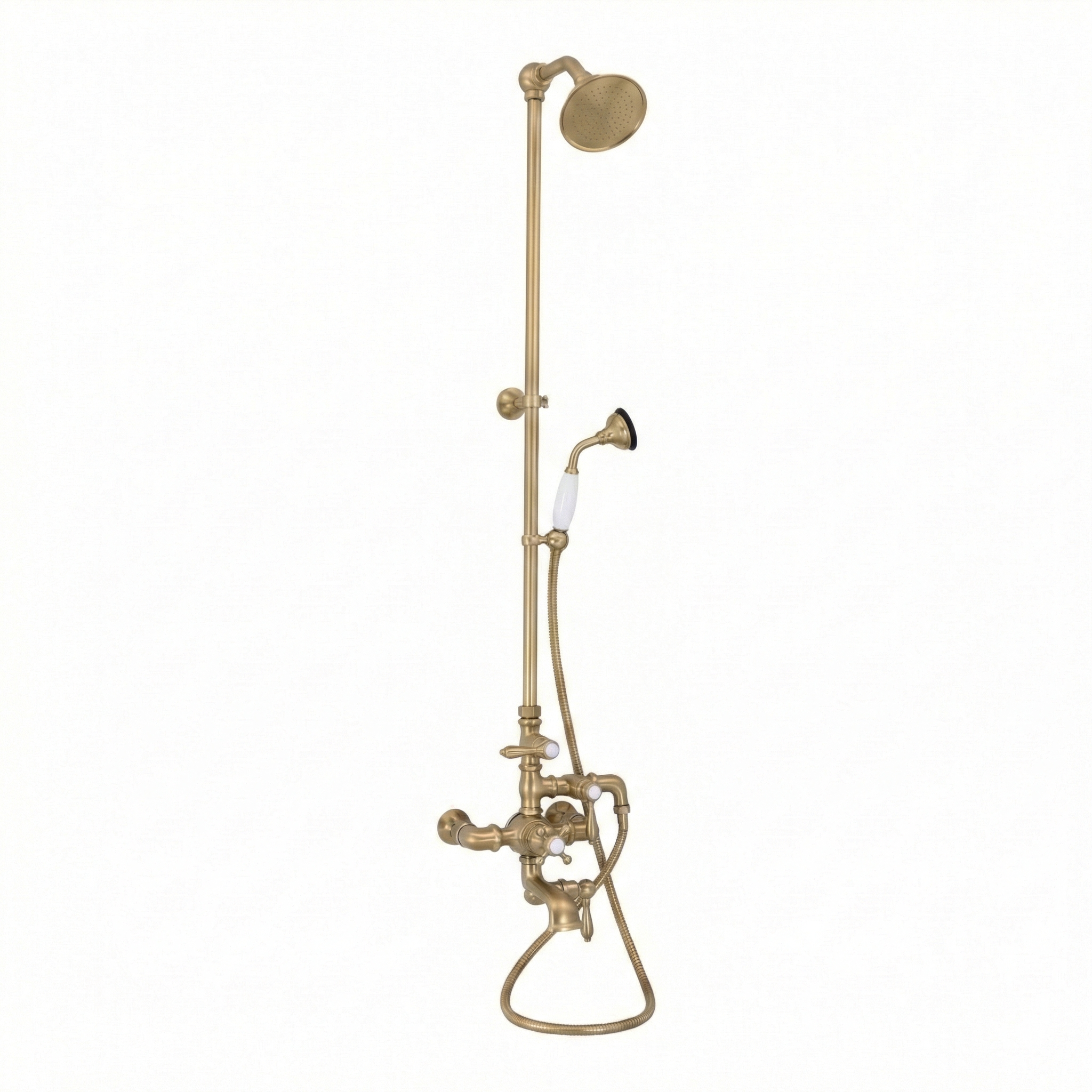 Exposed Thermostatic Tub & Shower System P1049 | Strom Living Satin Brass - Showers