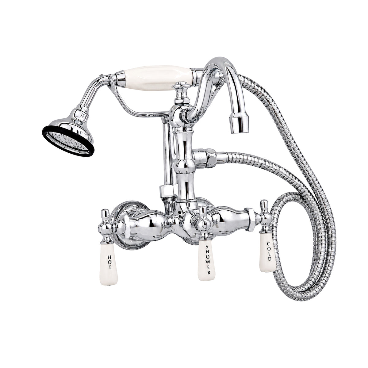 Tub Faucet with Handheld Shower, Arched Spout P1053 | Strom Living Chrome - Tub Fillers