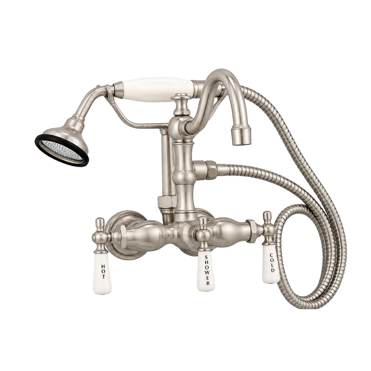 Tub Faucet with Handheld Shower, Arched Spout P1053 | Strom Living Matte Nickel - Tub Fillers