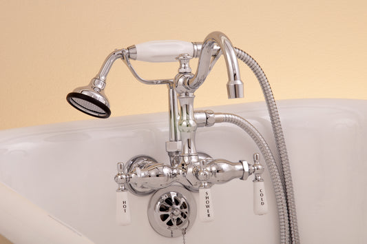 Strom Living Tub Faucet with Handheld Shower and Arched Spout