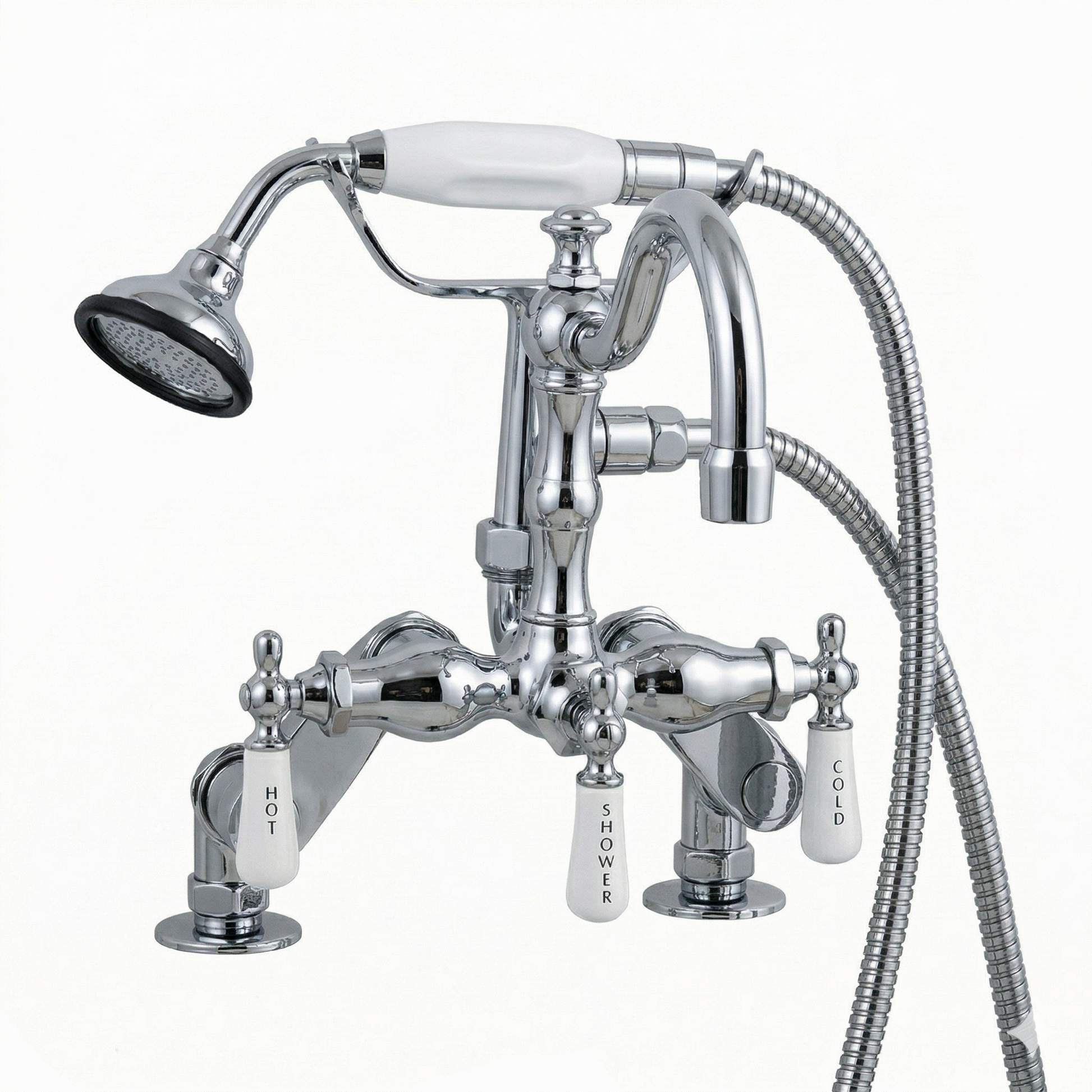 Deck Mount Telephone Faucet w/ Handheld P1054 | Strom Living Chrome - Tub Fillers