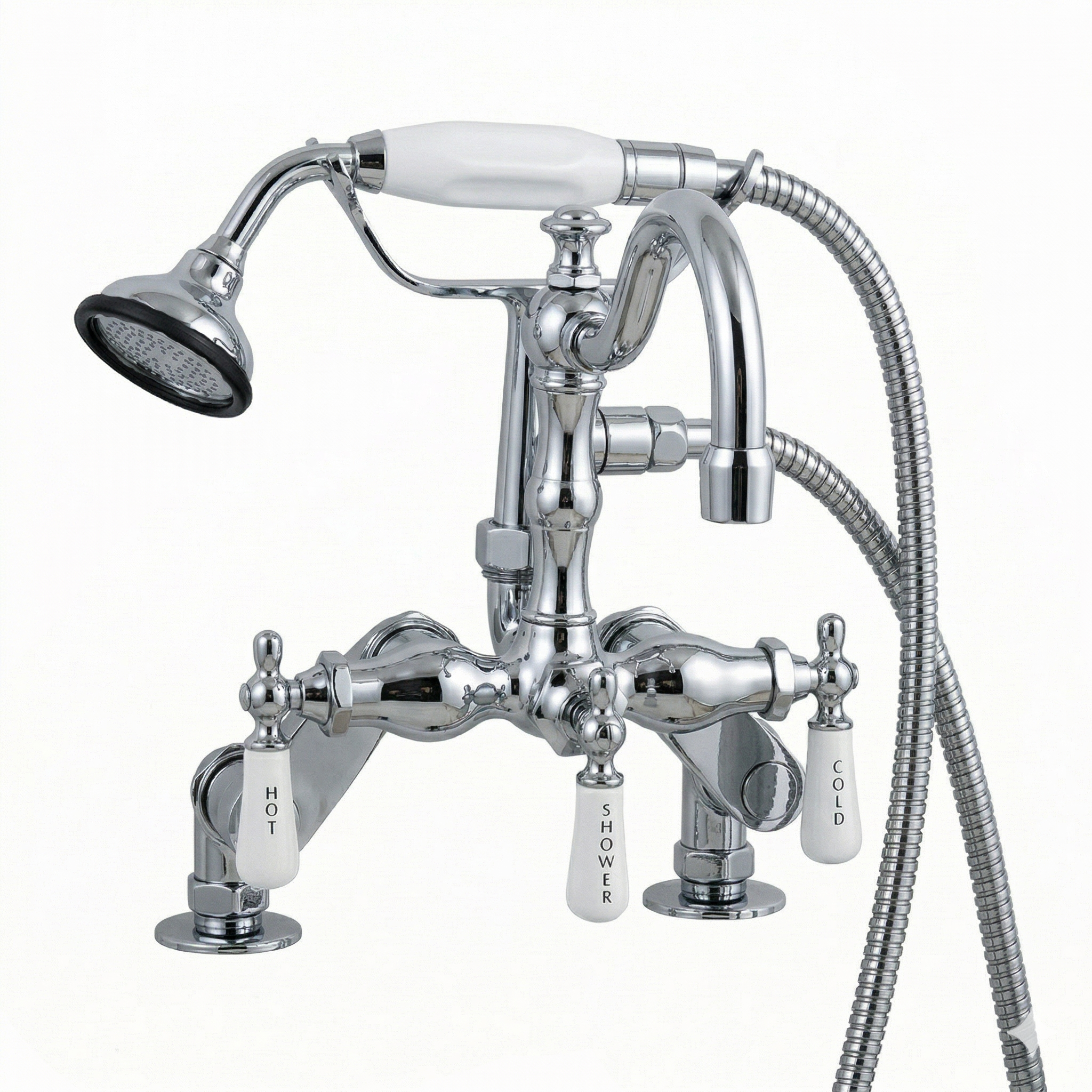 Deck Mount Telephone Faucet w/ Handheld P1054 | Strom Living Chrome - Tub Fillers