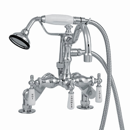 Strom Living Deck Mount Faucet with Handheld Shower and Vacuum Breaker