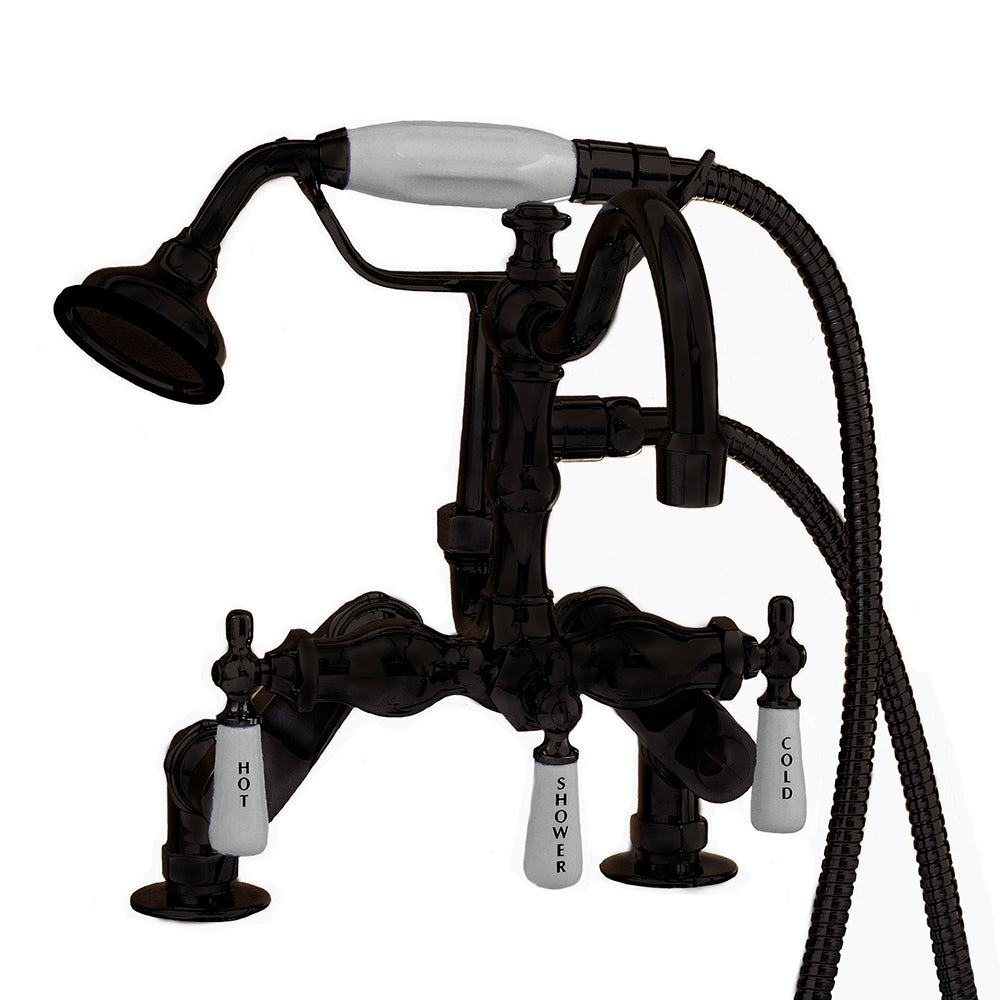 Strom Living Deck Mount Faucet with Handheld Shower and Vacuum Breaker