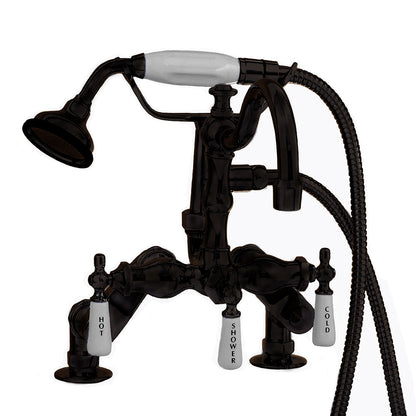 Strom Living Deck Mount Faucet with Handheld Shower and Vacuum Breaker