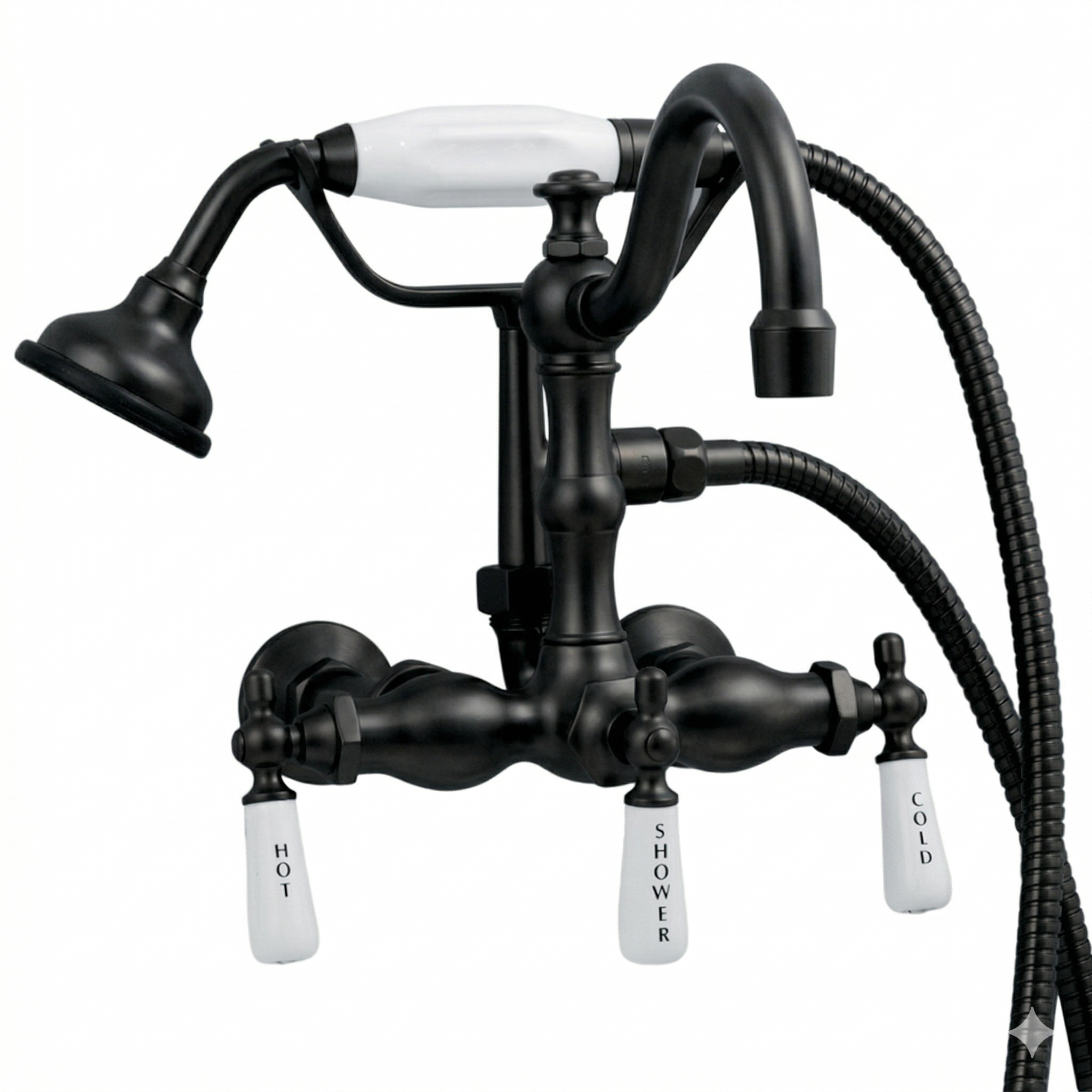 Wall Mount Tub Faucet Lever w/ Handheld P1055 | Strom Living Satin Black - Tub Fillers