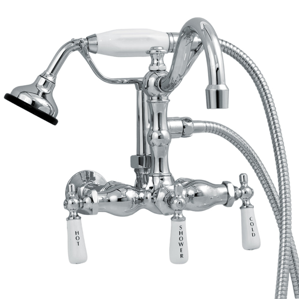 Wall Mount Faucet with Handheld Shower, Vacuum Breaker and Lever Handles P1055 | Strom Living