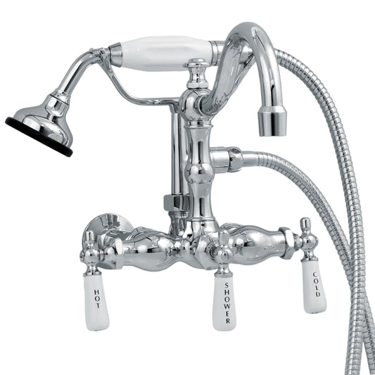 Strom Living Wall Mounted Faucet with Handheld Shower, Vacuum Breaker and Lever Handles