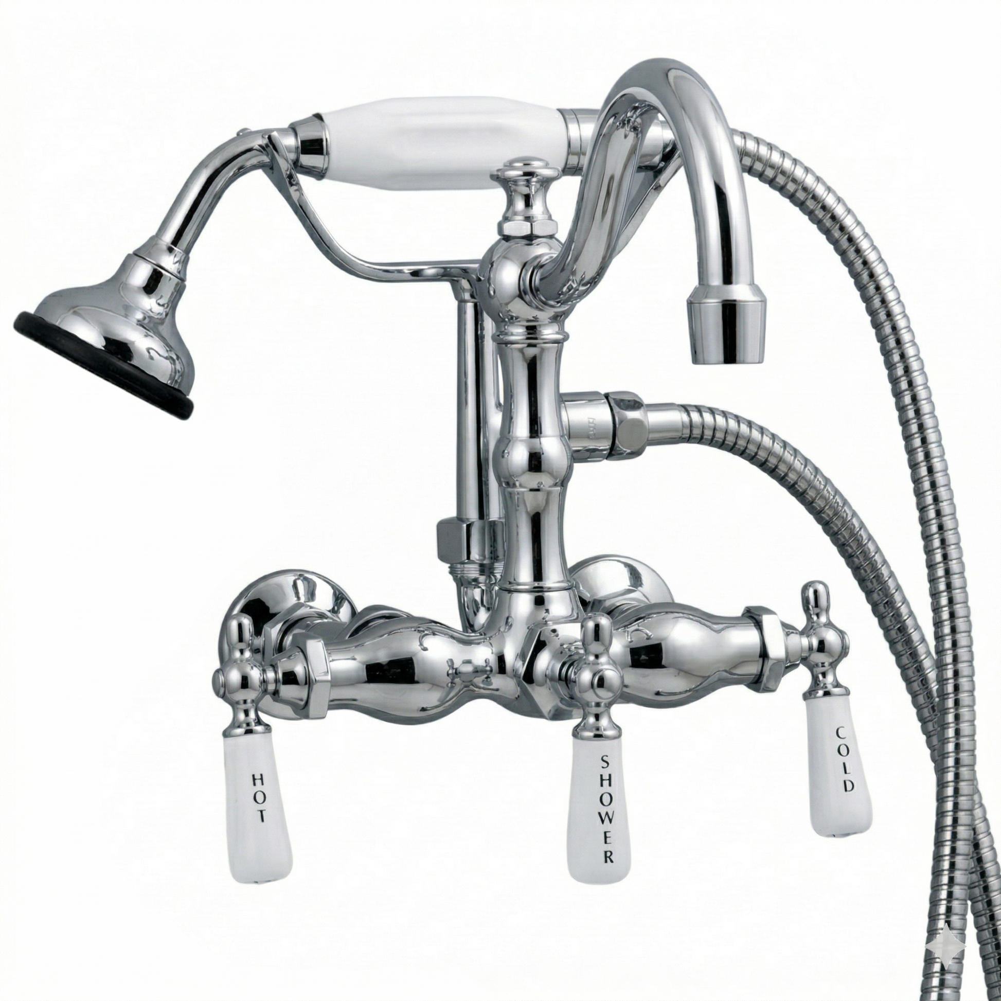 Wall Mount Tub Faucet Lever w/ Handheld P1055 | Strom Living Chrome - Tub Fillers