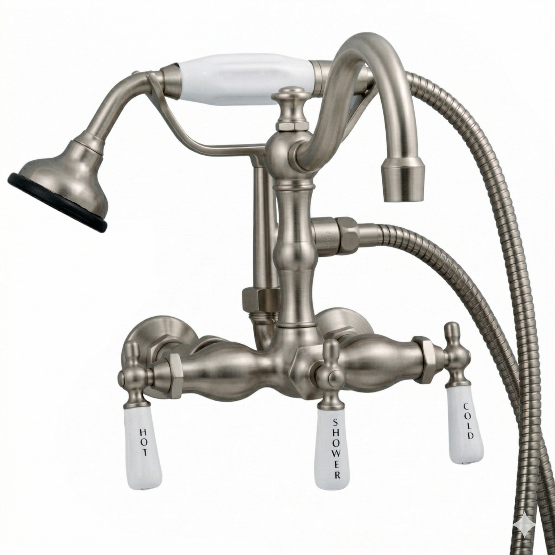 Wall Mount Tub Faucet Lever w/ Handheld P1055 | Strom Living Matte Nickel - Tub Fillers