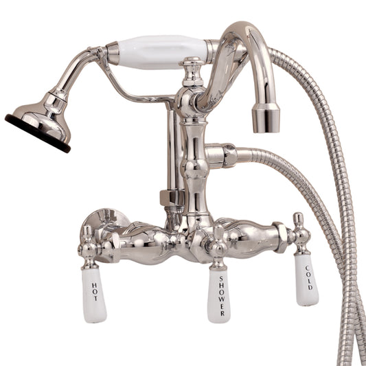 Strom Living Wall Mounted Faucet with Handheld Shower, Vacuum Breaker and Lever Handles