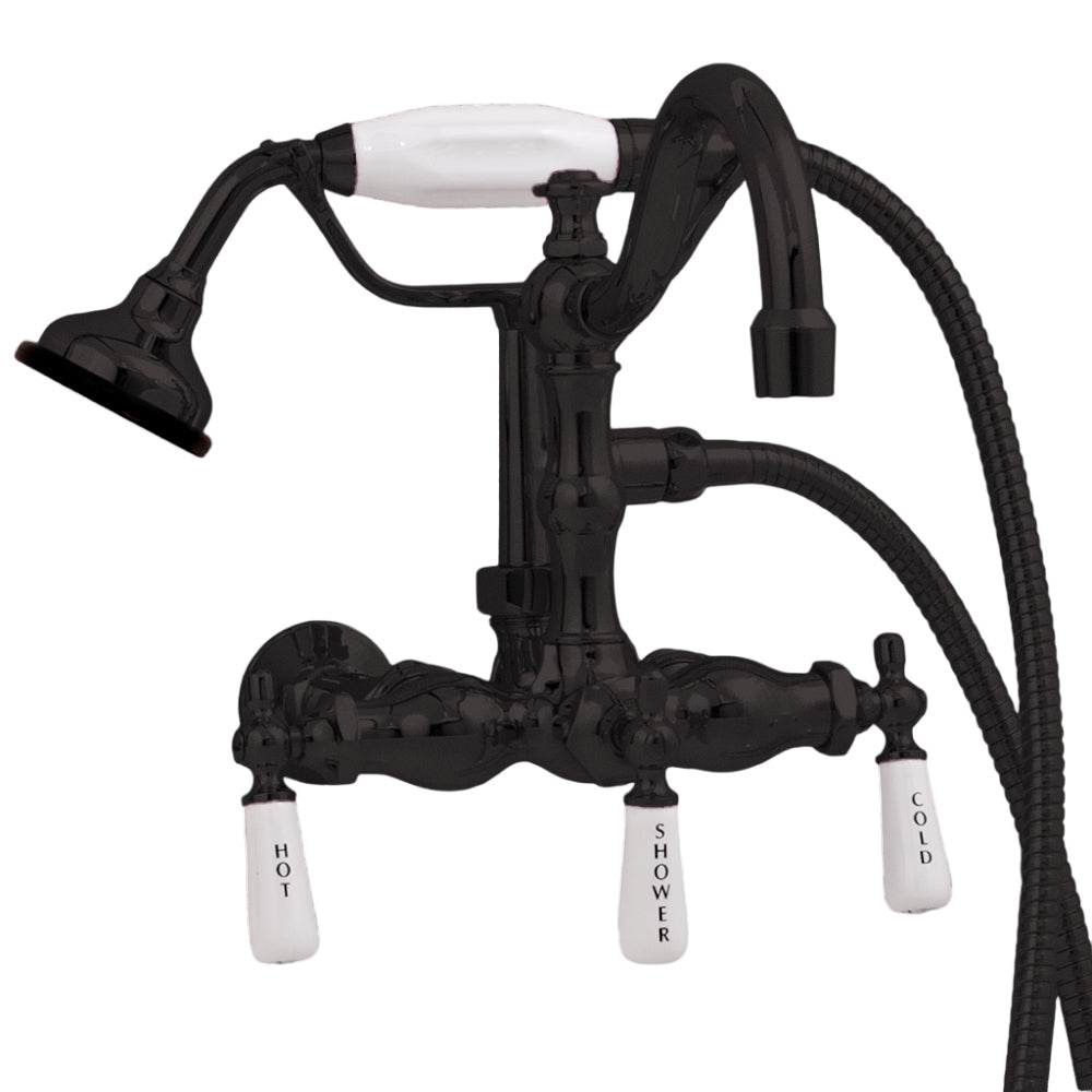 Wall Mount Faucet with Handheld Shower, Vacuum Breaker and Lever Handles P1055 | Strom Living