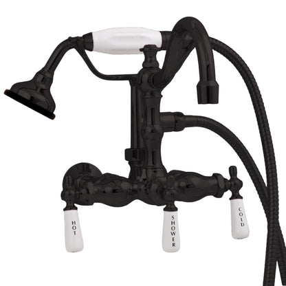 Strom Living Wall Mounted Faucet with Handheld Shower, Vacuum Breaker and Lever Handles