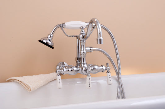 Strom Living Wall Mounted Faucet with Handheld Shower, Vacuum Breaker and Lever Handles