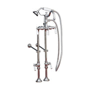 Freestanding Tub Filler Faucet with Handheld Shower/ Porcelain Levers and Rim Supply Set P1056 | Strom Living