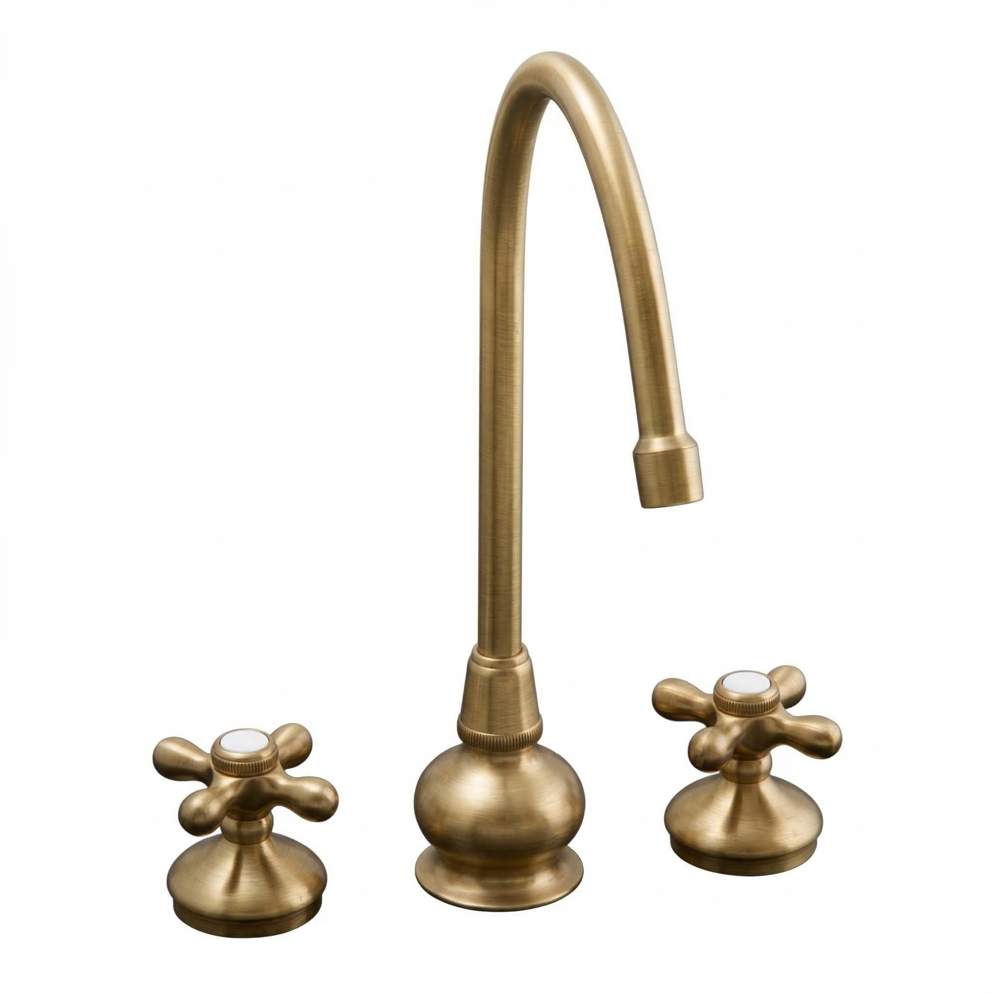 Sacramento Tall Kitchen Faucet 8" Deck Mount P1065 | Strom Living Satin Brass - Kitchen Faucets