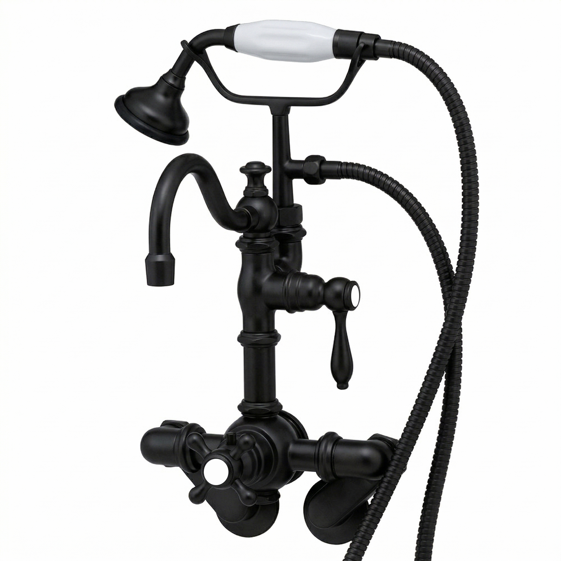 Thermostatic Wall Mount Tub Faucet w/ Handheld P1067 | Strom Living Satin Black - Tub Fillers