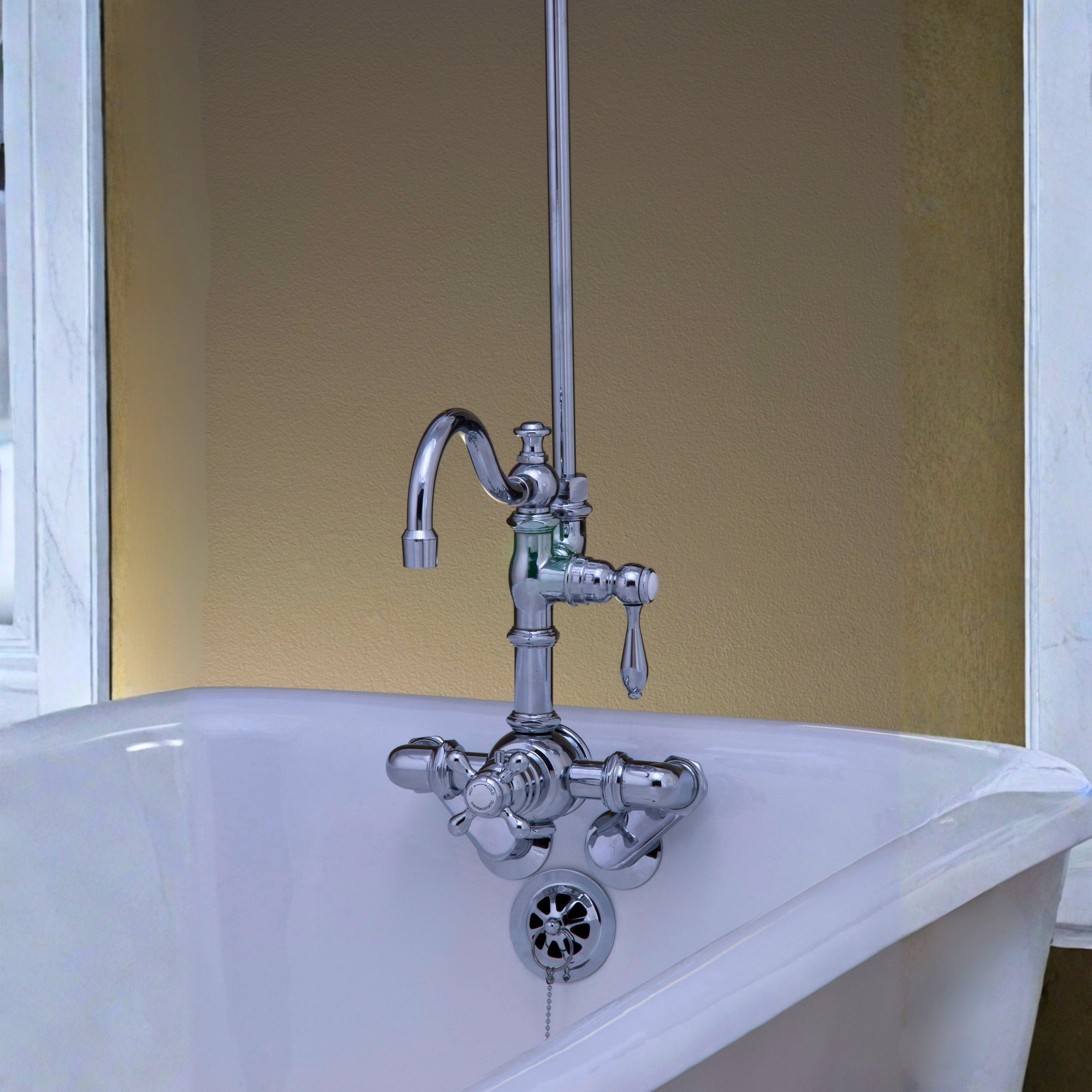 Thermostatic Wall Mount Tub Faucet w/ Handheld P1067 | Strom Living - Tub Fillers