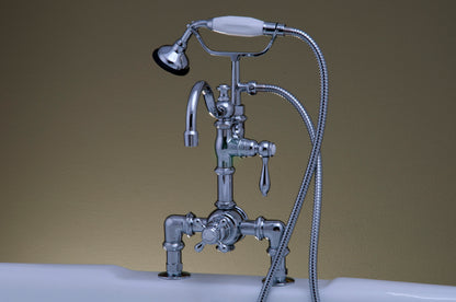 Strom Living Thermostatic Deck Mount Tub Faucet with Diverter and Handheld Shower