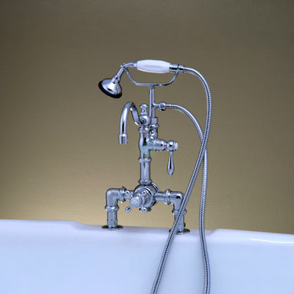 Strom Living Thermostatic Deck Mount Tub Faucet with Diverter and Handheld Shower
