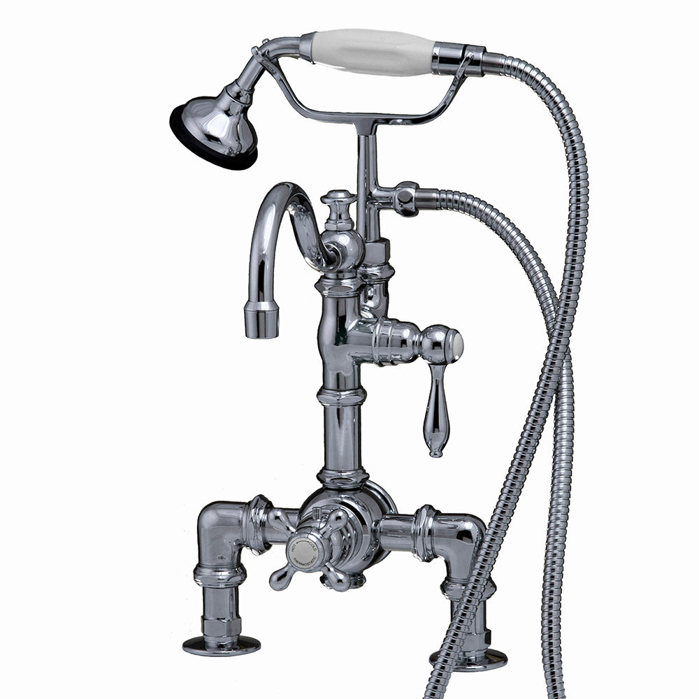 Strom Living Thermostatic Deck Mount Tub Faucet with Diverter and Handheld Shower