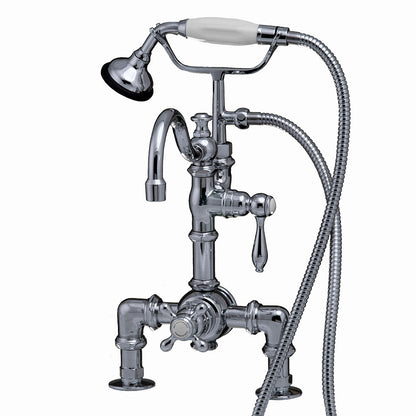 Strom Living Thermostatic Deck Mount Tub Faucet with Diverter and Handheld Shower