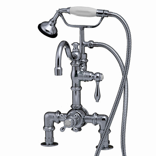 Strom Living Thermostatic Deck Mount Tub Faucet with Diverter and Handheld Shower